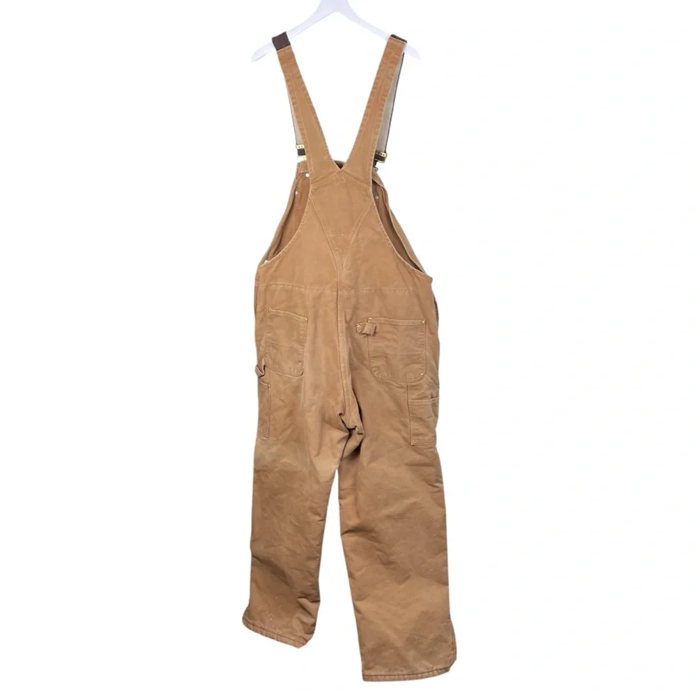 Vintage Carhartt Insulated Quilt Lined Double Knee Bib Overalls R02 Size 44 x 32